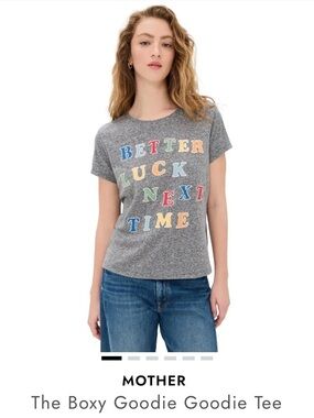 NWT MOTHER MOTHER
The Boxy Goodie Goodie Tee, Better Luck Next Time, XS